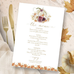 Carte de menu de mariage citrouille coup de foudre