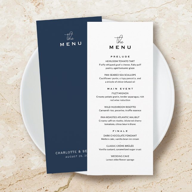Carte de menu de mariage classique chic minimalist (Créateur téléchargé)