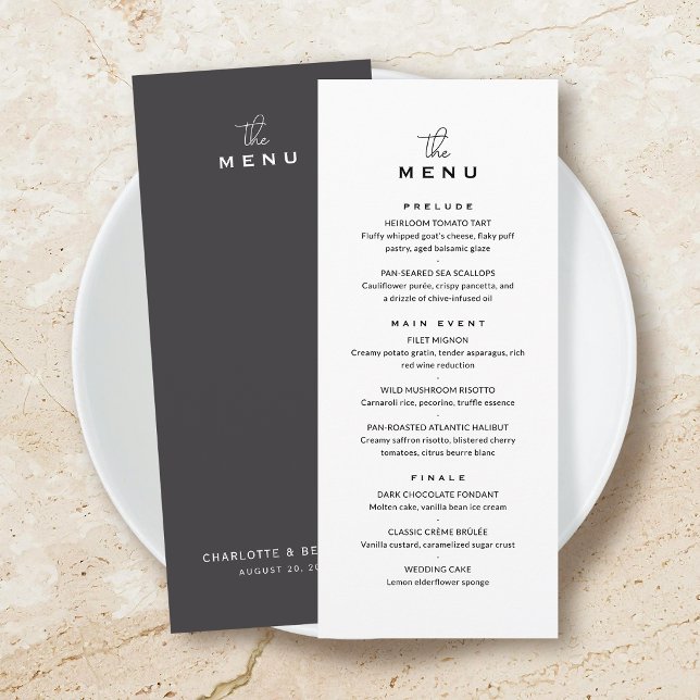 Carte de menu de mariage classique chic minimalist (Créateur téléchargé)