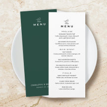 Carte de menu de mariage classique chic minimalist