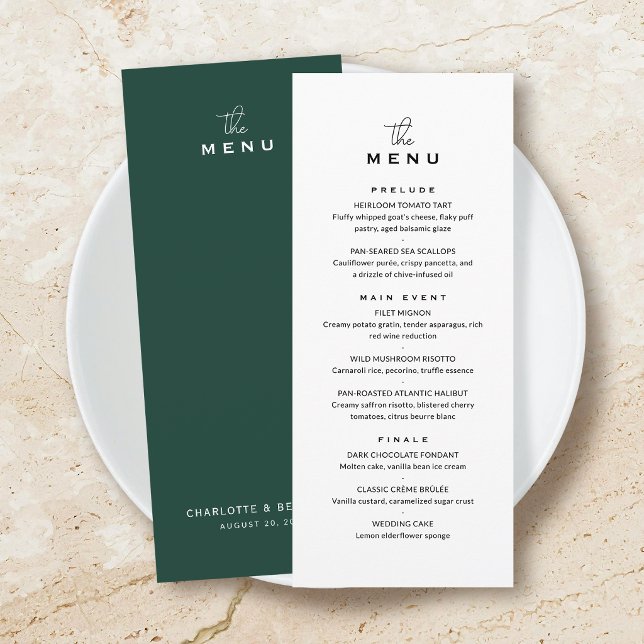 Carte de menu de mariage classique chic minimalist (Créateur téléchargé)