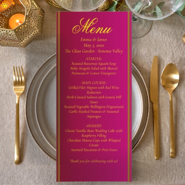Carte de menu de mariage classique et élégante rou (Créateur téléchargé)