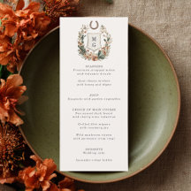 Carte de menu de mariage Crest Western Horseshoe C