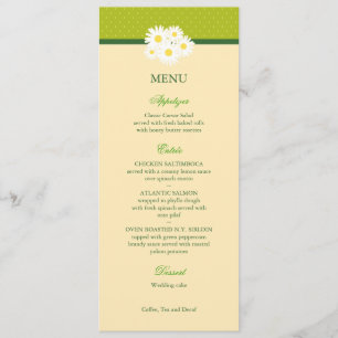 Carte de menu de mariage de bouquet de marguerite