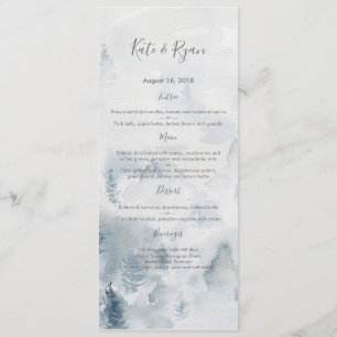 Carte de menu de mariage de forêt d'aquarelle