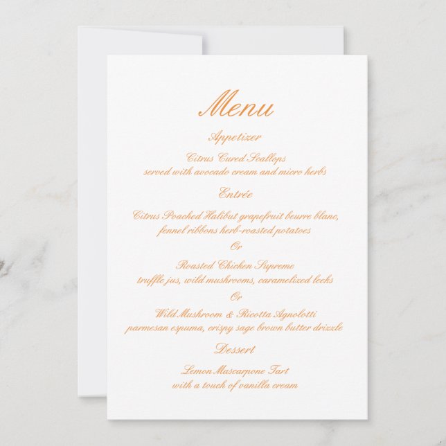 Carte de menu de mariage de jardin d'été Ranunculu (Devant)