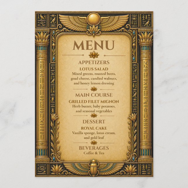 Carte de menu de mariage de luxe inspirée de l'or  (Devant)