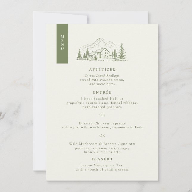 Carte de menu de mariage de Sage Mountain (Devant)