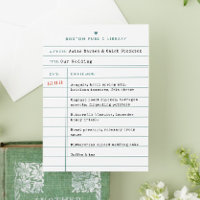 Carte de menu de mariage de type carte de biblioth