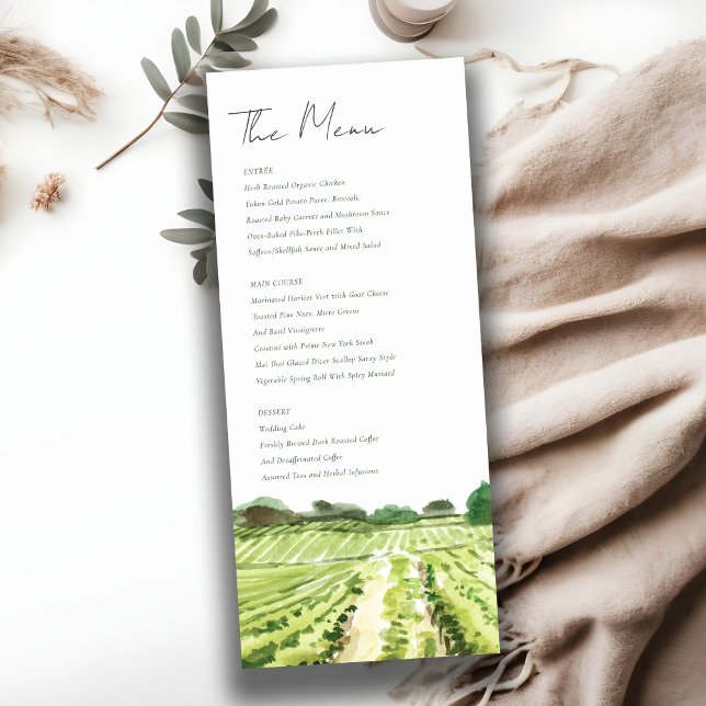 Carte de menu de mariage de vignoble de la Winery  (Créateur téléchargé)