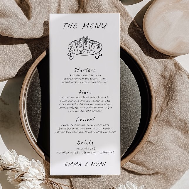 Carte de menu de mariage dessinée à la main modern (Créateur téléchargé)