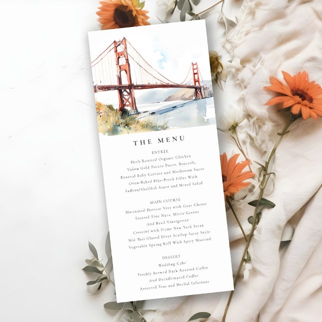 Carte de menu de mariage du pont Golden Gate de Sa (Créateur téléchargé)