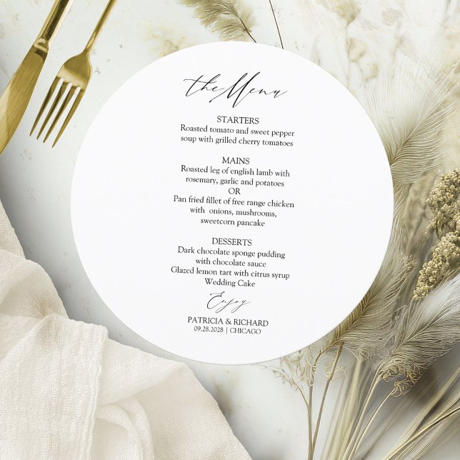 Carte de menu de mariage élégant à calligraphie ci (Créateur téléchargé)