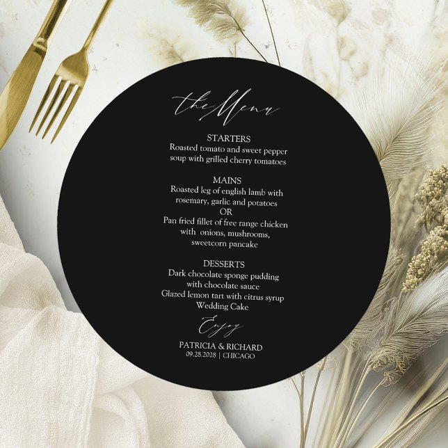 Carte de menu de mariage élégant à calligraphie ci (Créateur téléchargé)