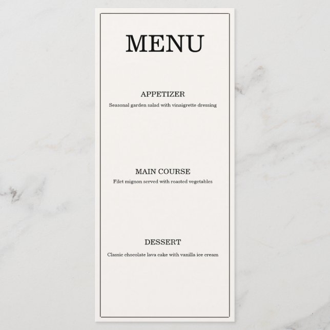 Carte de Menu de Mariage Élégante à l'Ancienne (Devant)