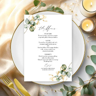 Carte de Menu de Mariage Élégante avec Feuillage e