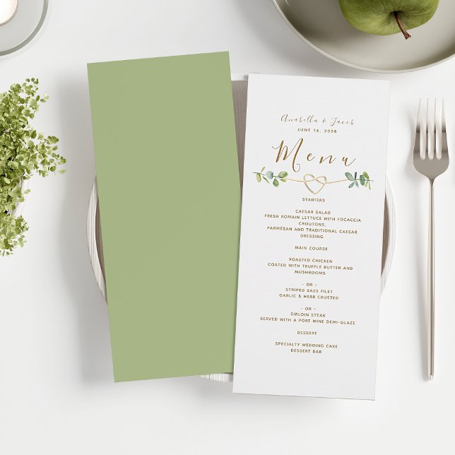 Carte de Menu de Mariage Élégante avec Feuillage N (Créateur téléchargé)