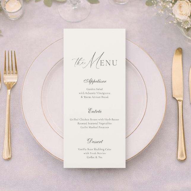 Carte de menu de mariage élégante avec rayure beig (Créateur téléchargé)