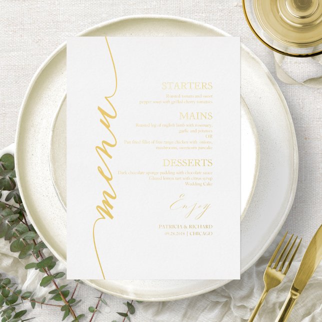 Carte de menu de mariage élégante Calligraphie mod (Créateur téléchargé)