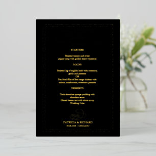 Carte de menu de mariage élégante calligraphie rée