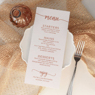 Carte de menu de mariage élégante en calligraphie