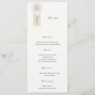 Carte de menu de mariage élégante et luxueuse, Réc