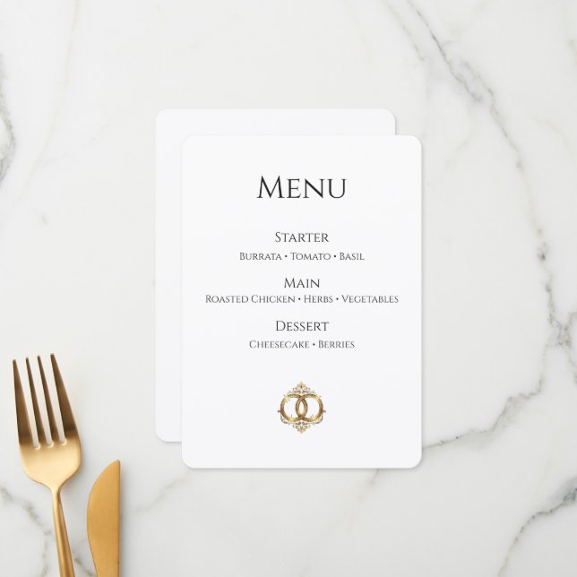 Carte de Menu de Mariage Élégante | Moderne (Devant/Arrière en situation)