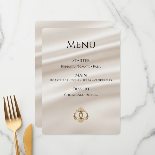 Carte de menu de mariage élégante | Moderne et abs (Devant/Arrière en situation)