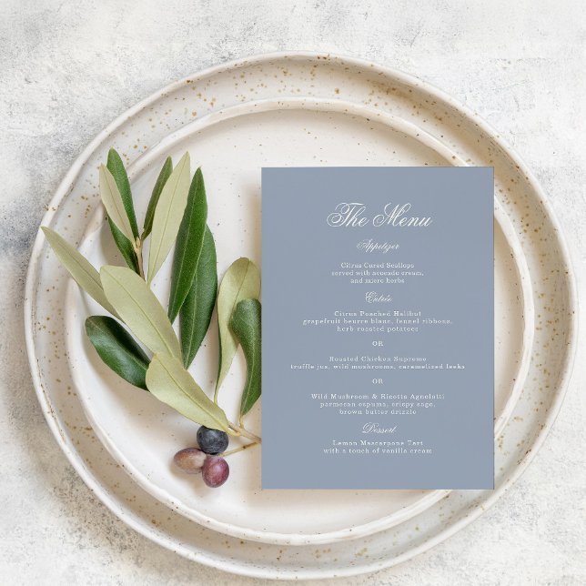 Carte de menu de mariage élégante Something Blue (Créateur téléchargé)