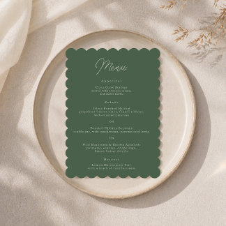 Carte de menu de mariage élégante verte forestière