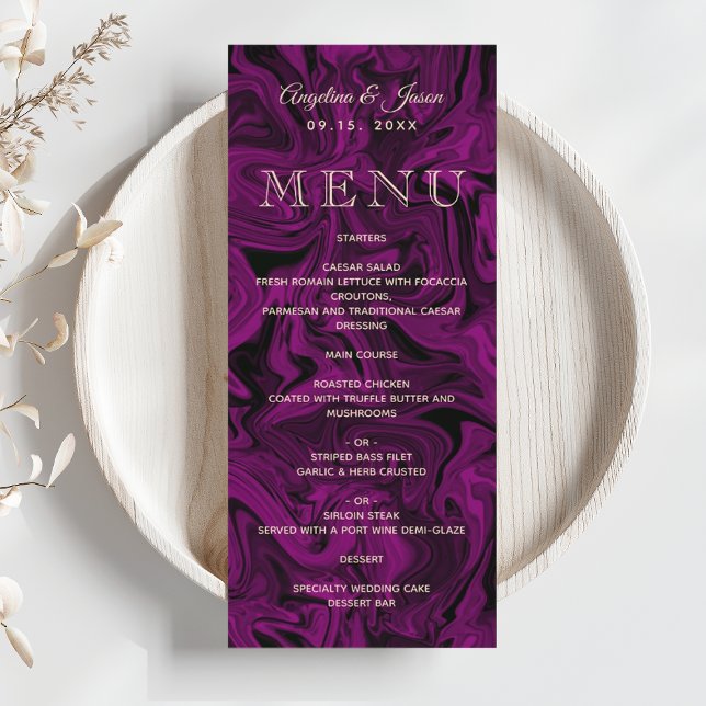 Carte de menu de mariage élégante violette (Créateur téléchargé)