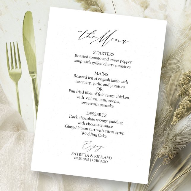 Carte de menu de mariage en calligraphie élégante (Créateur téléchargé)