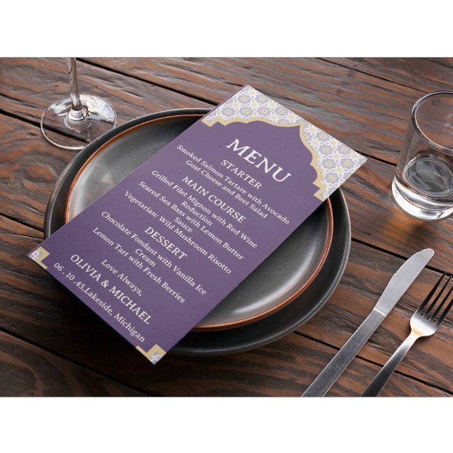 Carte de menu de mariage en carreaux marocains (Créateur téléchargé)