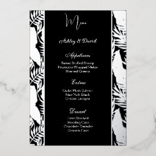 Carte de menu de mariage en feuille d'aluminium
