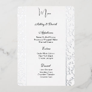Carte de menu de mariage en feuille d'aluminium