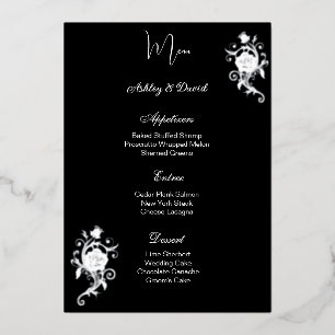 Carte de menu de mariage en feuille de rose