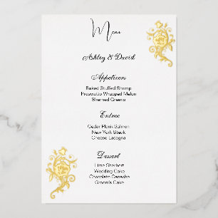 Carte de menu de mariage en feuille de rose