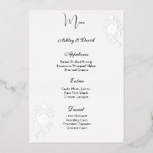 Carte de menu de mariage en feuille de rose
