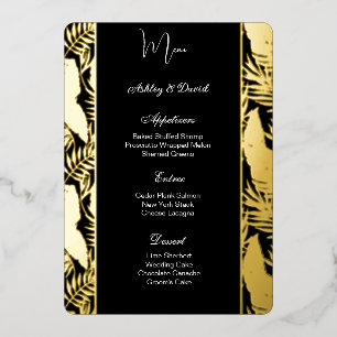 Carte de Menu de Mariage en Feuille Tropicale Palm