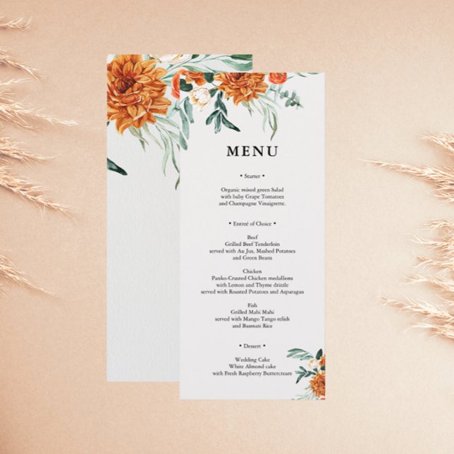 Carte de menu de mariage en herbe de Pampas Boho t (Créateur téléchargé)