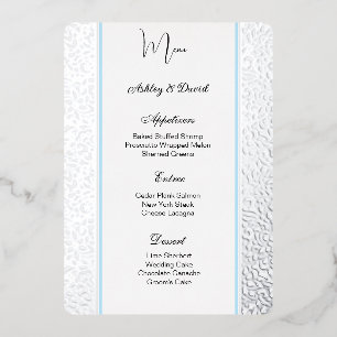 Carte de Menu de Mariage en Papier Aluminium Embou
