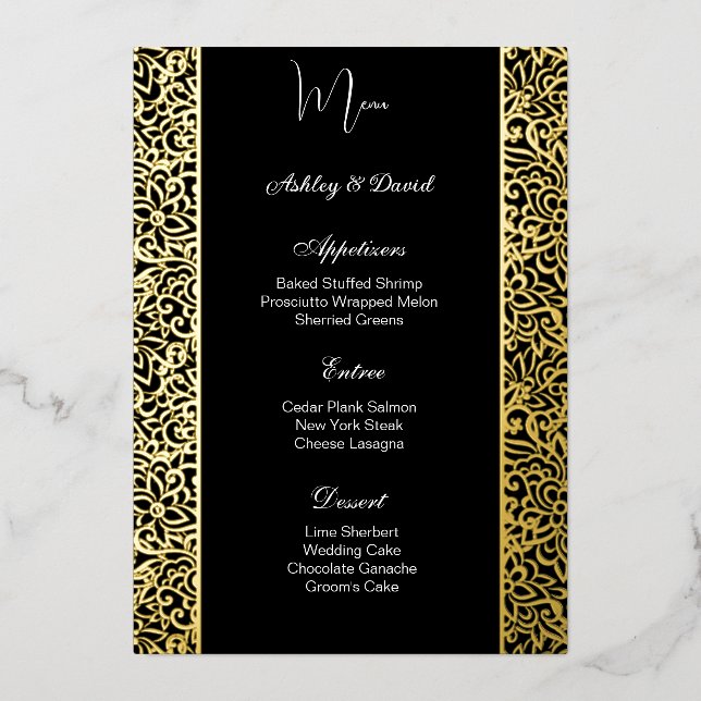 Carte de menu de mariage en papier d'aluminium (Recto)