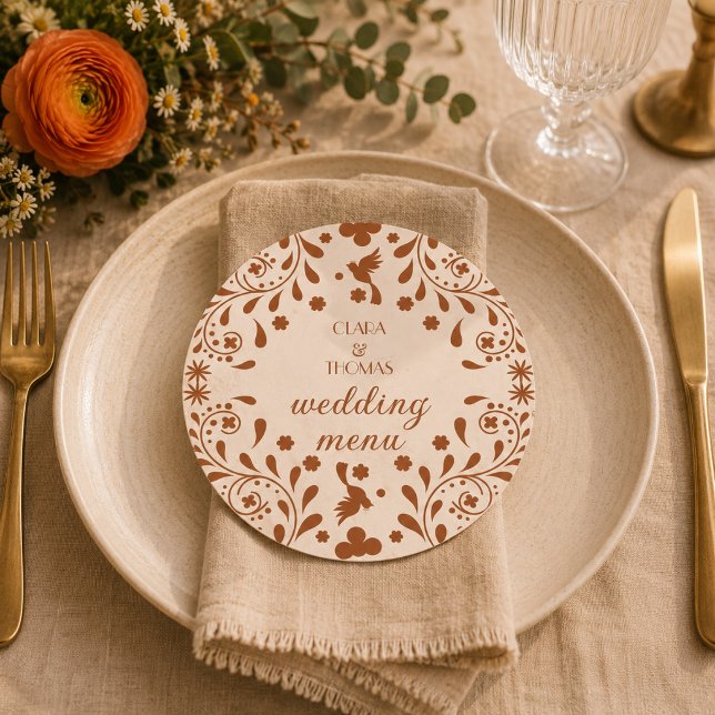 Carte de menu de mariage en terre cuite beige mexi (Créateur téléchargé)