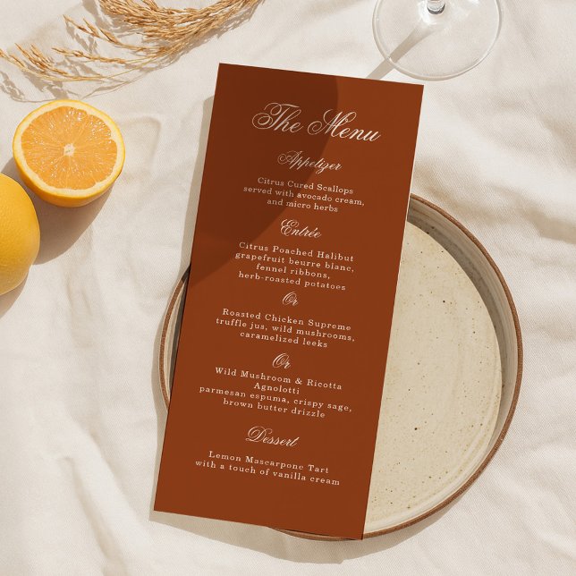Carte de menu de mariage en terre cuite Chic Terre (Créateur téléchargé)