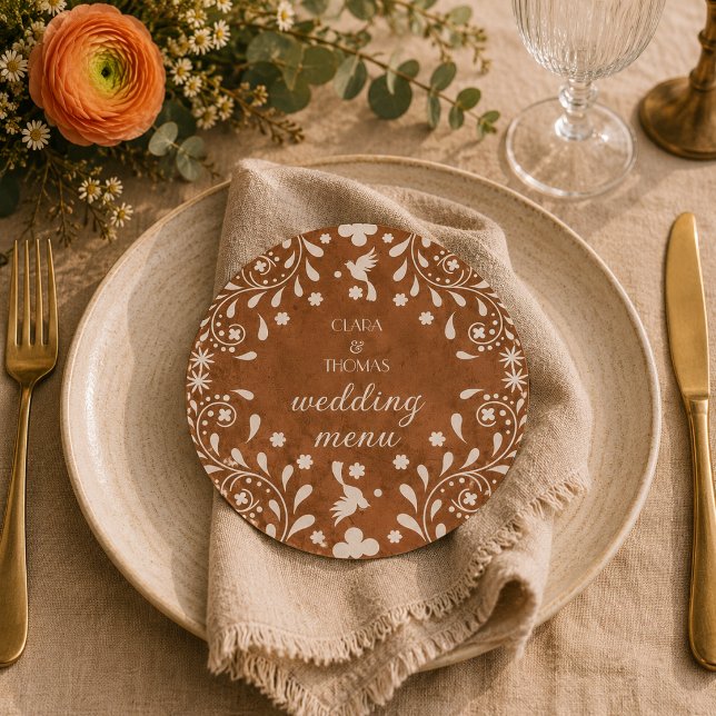 Carte de menu de mariage en terre cuite florale me (Créateur téléchargé)