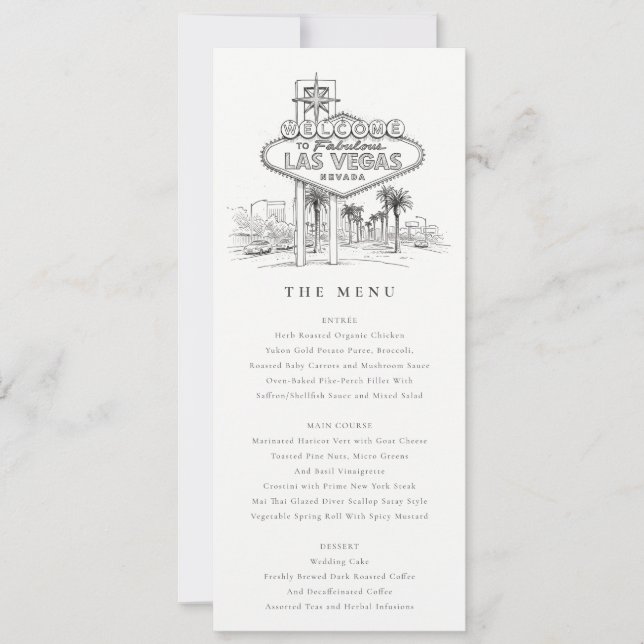 Carte de menu de mariage esquisse de Las Vegas Nev (Devant)