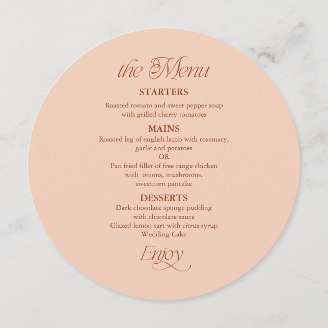 Carte de Menu de Mariage et Marque-Place Cercle av (Dos)