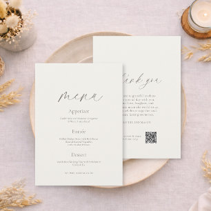 Carte de menu de mariage et remerciements recto-ve