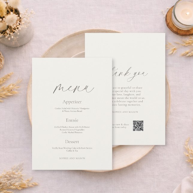 Carte de menu de mariage et remerciements recto-ve (Créateur téléchargé)