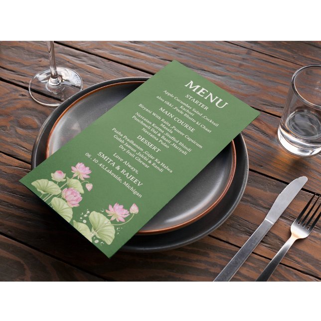 Carte de menu de mariage fleur de lotus (Créateur téléchargé)
